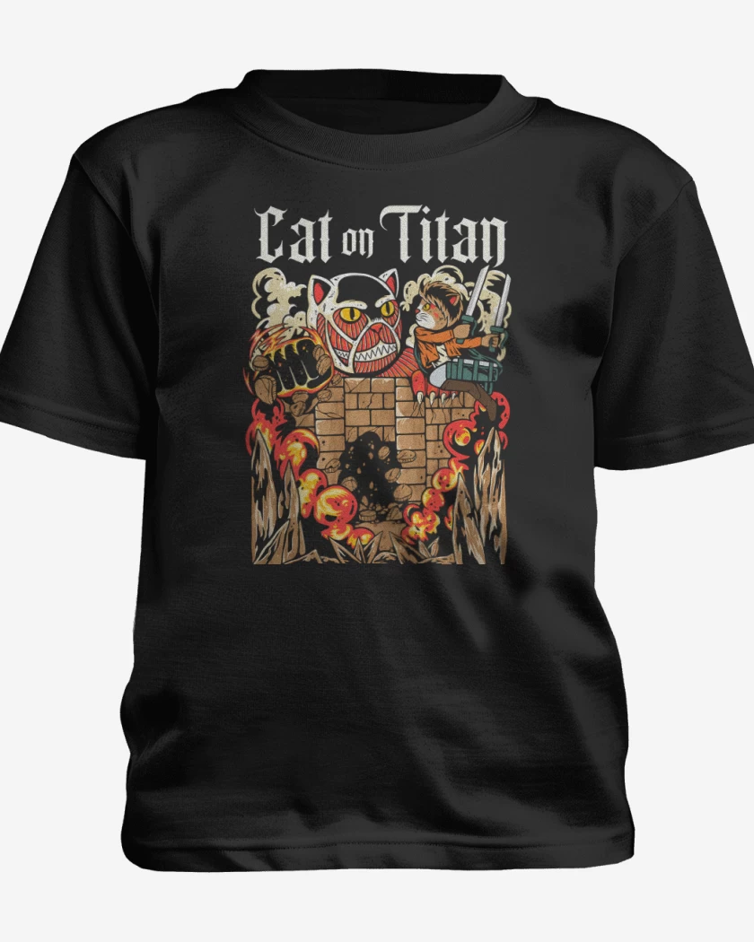 Polera de niño Negro de Cat on Titan