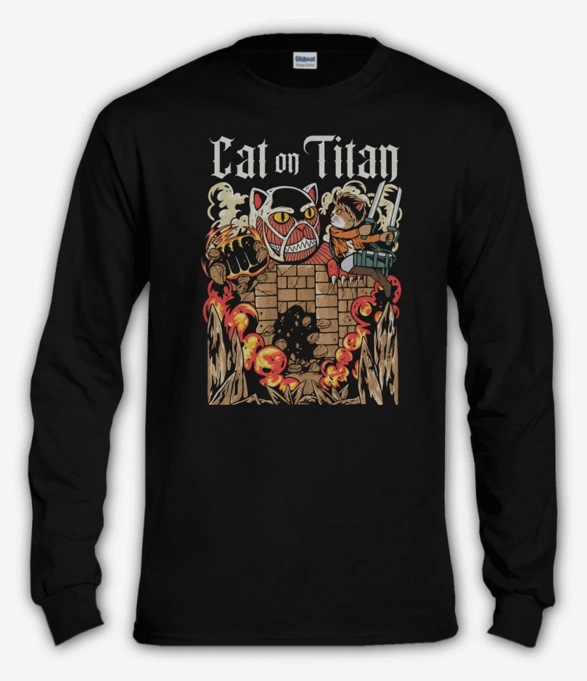 Polera manga larga Negro de Cat on Titan