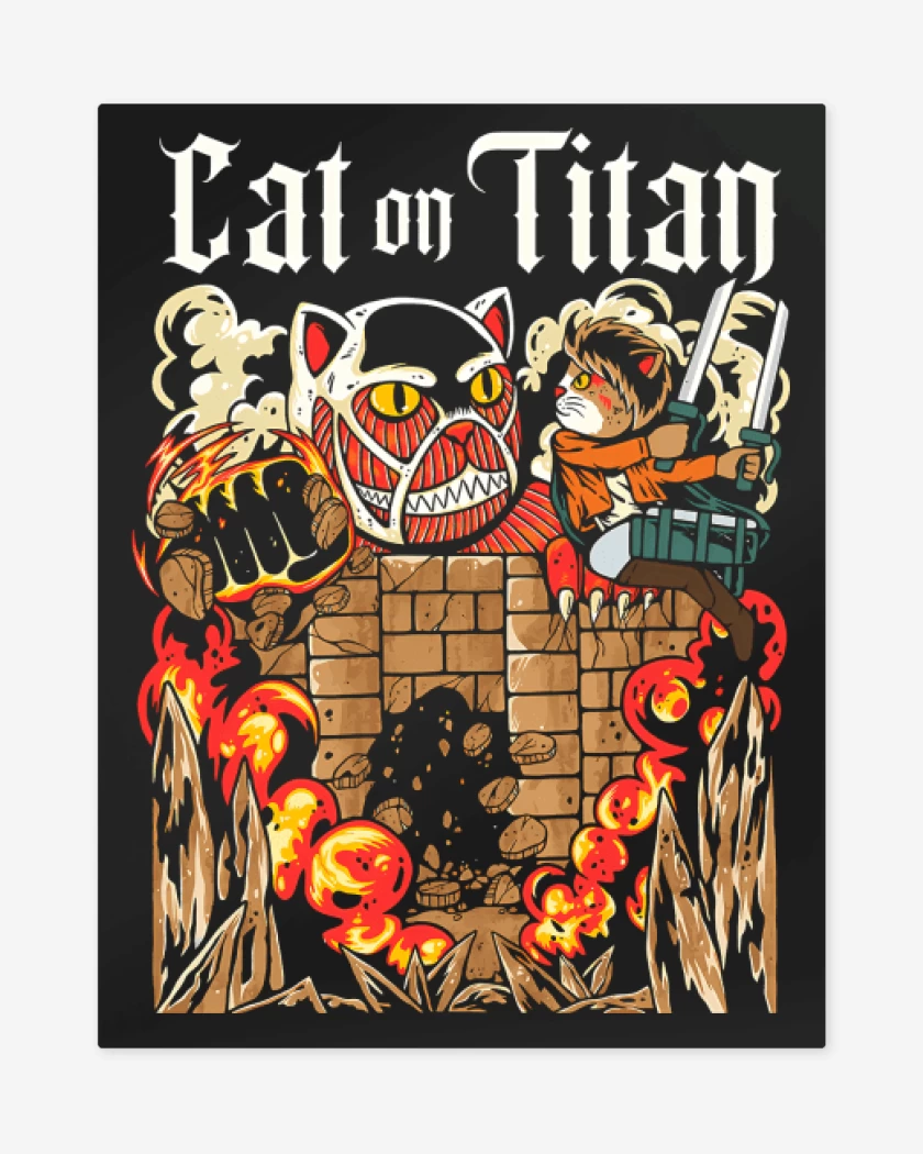 Print metalico Negro de Cat on Titan