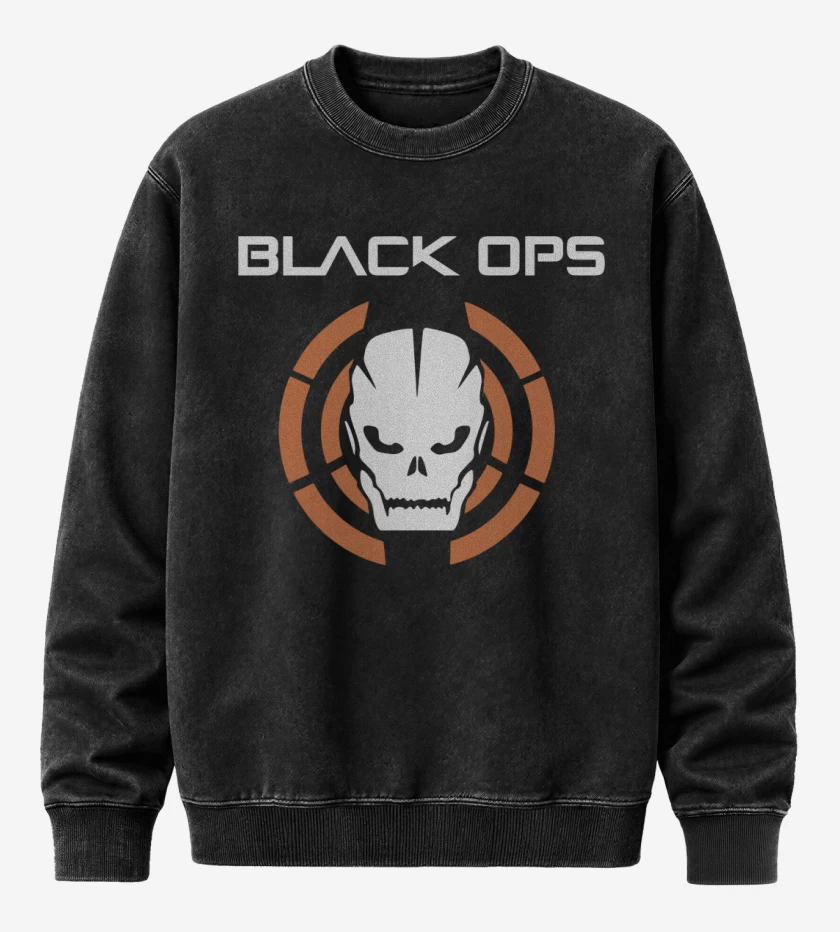 Poleron Polo Acid Wash Negro de Black ops