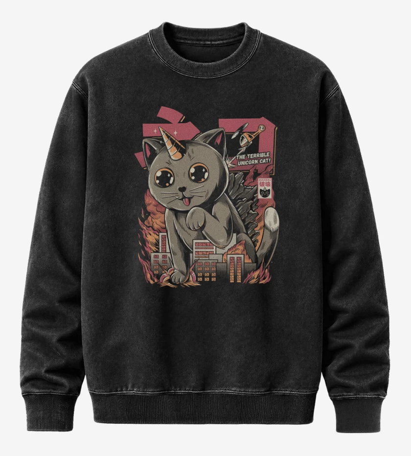 Poleron Polo Acid Wash Negro de Catjira