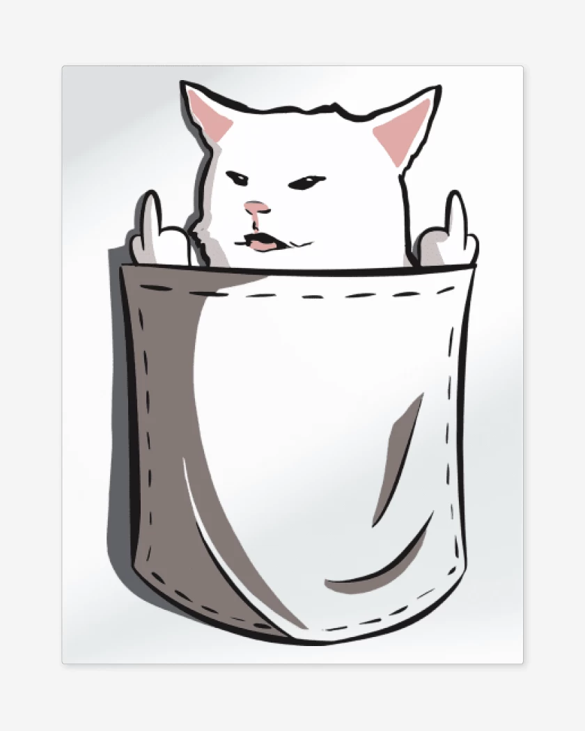 Print metalico Blanco de Gatito Ñe