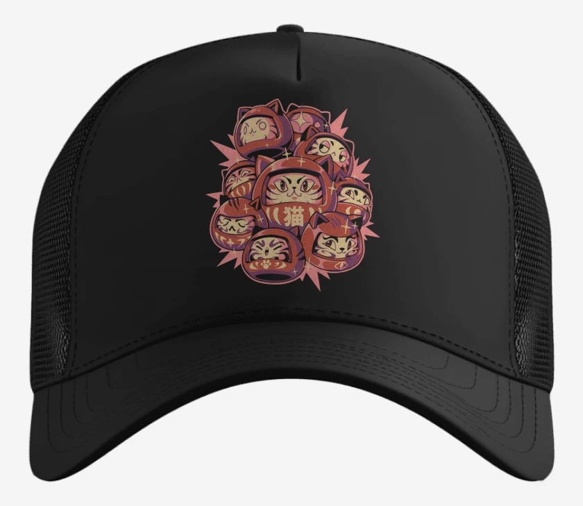 Gorro Negro de Gatitos Daruma