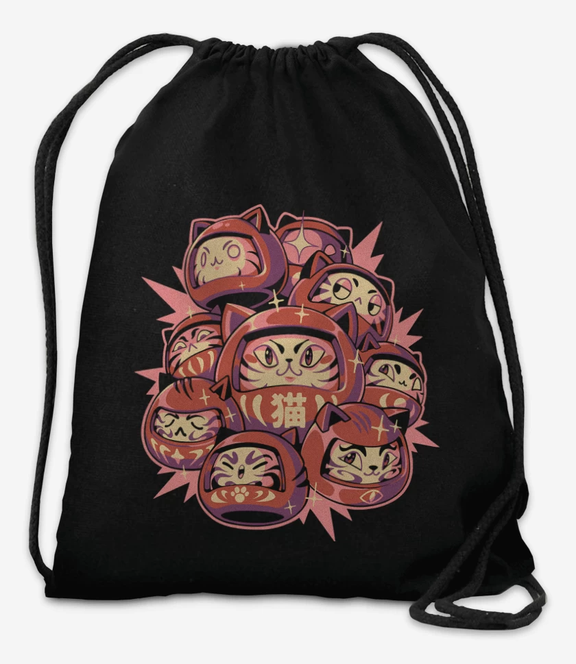 Mochila Negro de Gatitos Daruma