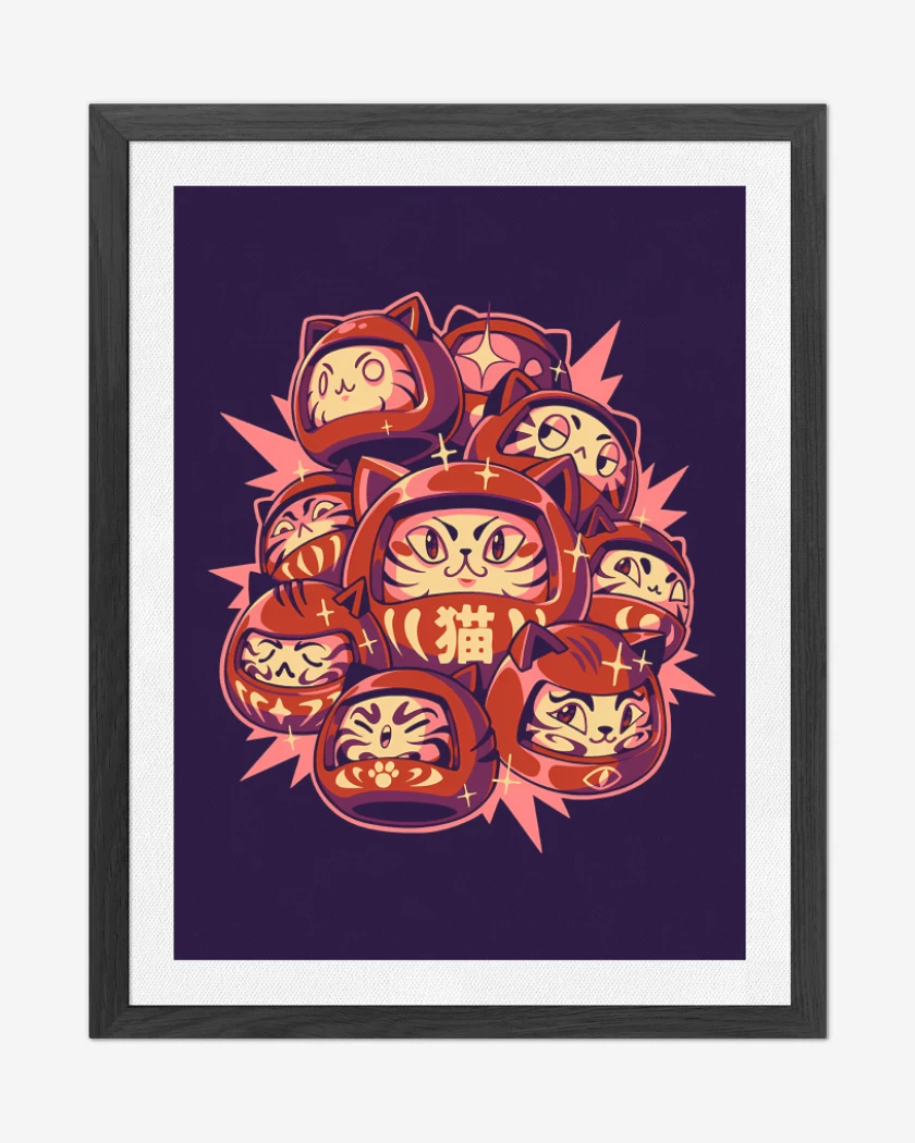 Cuadro decorativo Morado de Gatitos Daruma