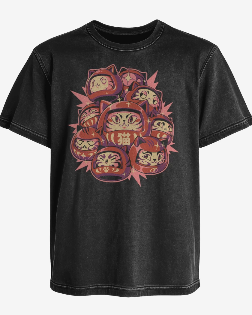 Polera desgastada Gatitos Daruma