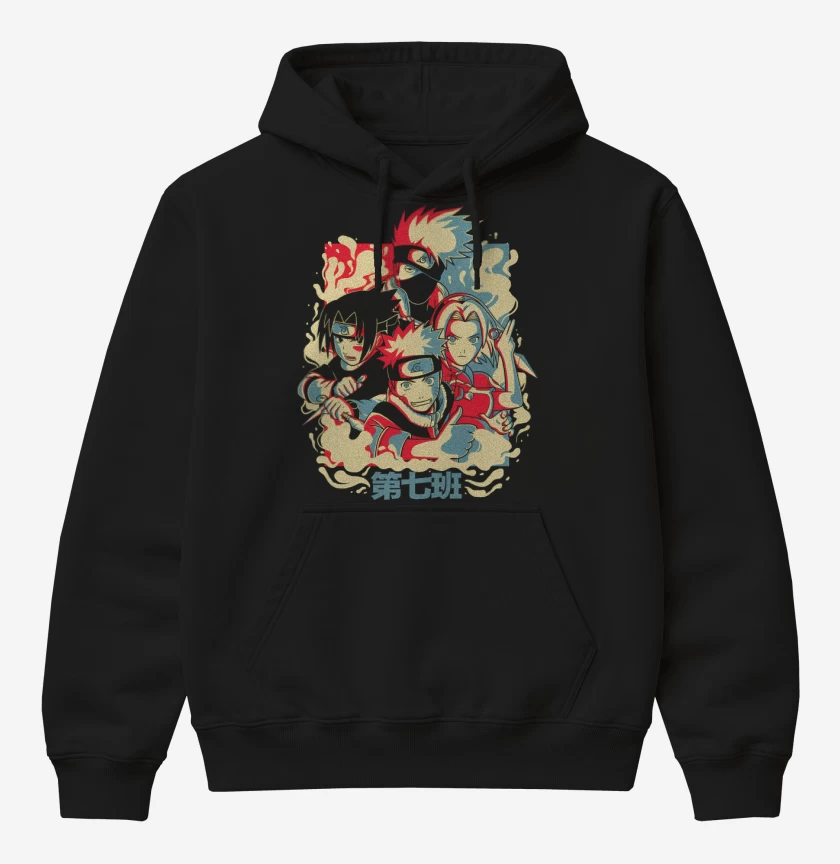 Poleron Canguro básico Negro de Equipo 7 Peque