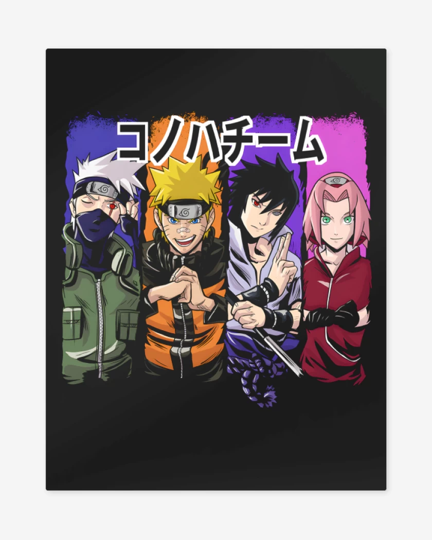 Print metalico Negro de Equipo 7 Shippuden 