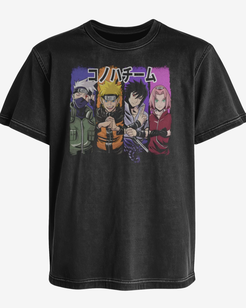 Polera desgastada Negro de Equipo 7 Shippuden 