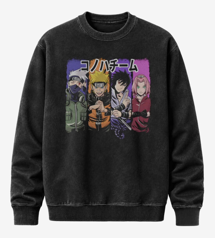 Poleron Polo Acid Wash Negro de Equipo 7 Shippuden 