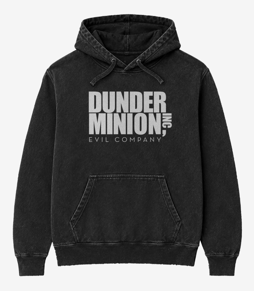 Poleron Canguro Acid Wash Negro de Dunder Minion 