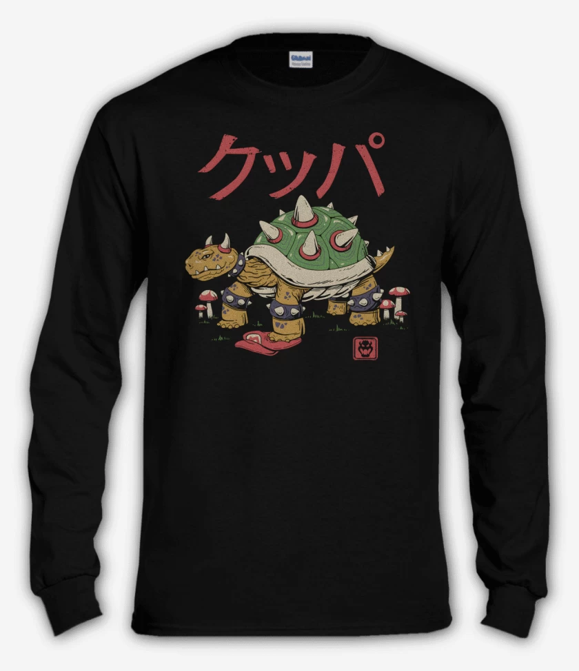 Polera manga larga Negro de Bowser Tortuga Demoniaca