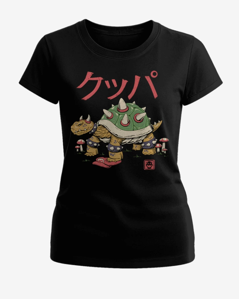 Polera de Mujer Negro de Bowser Tortuga Demoniaca