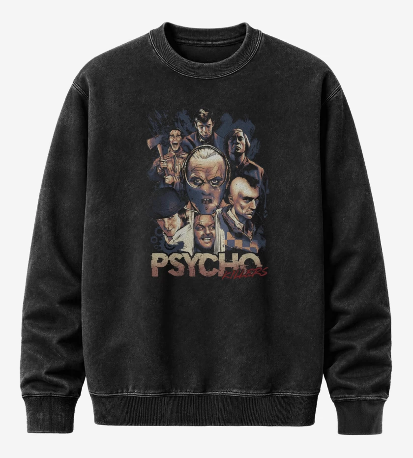 Poleron Polo Acid Wash Negro de Pyscho Killers