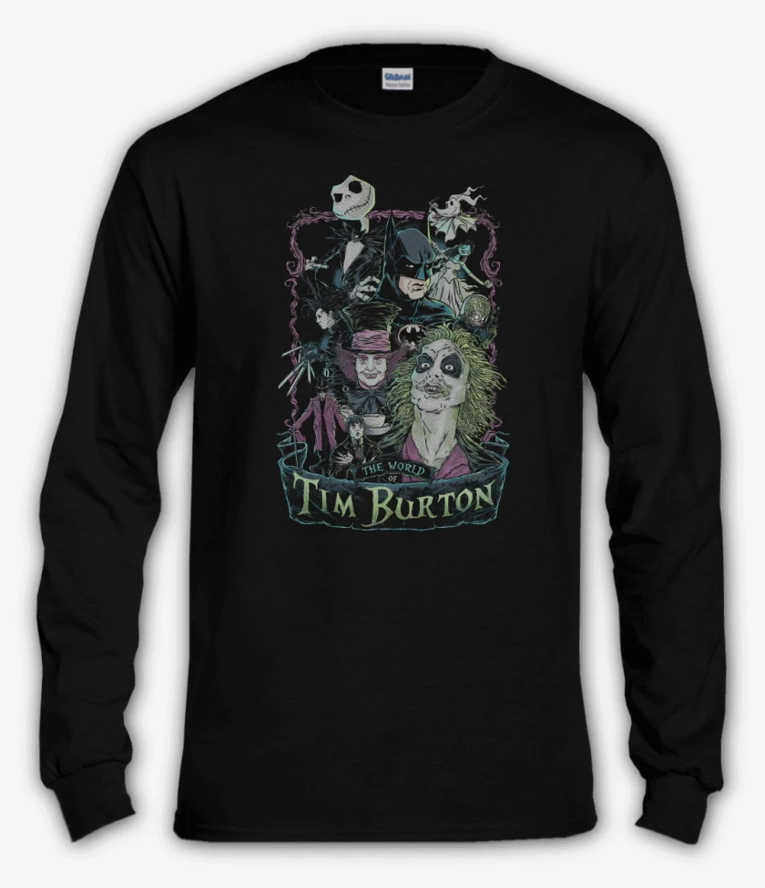 Polera manga larga Negro de El Mundo de Tim Burton 