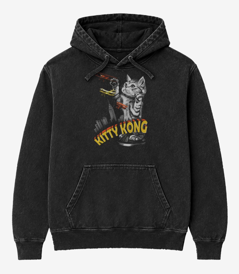 Poleron Canguro Acid Wash Negro de Kitty Kong