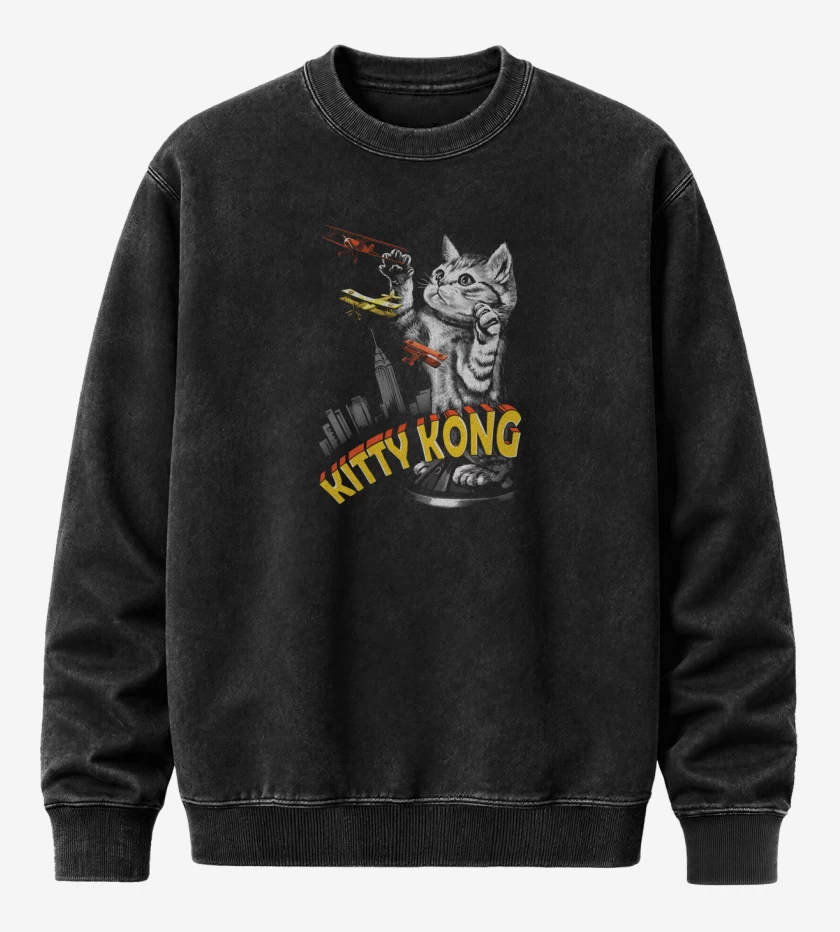 Poleron Polo Acid Wash Negro de Kitty Kong
