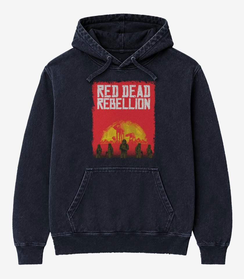 Poleron Canguro Acid Wash Azul Marino de Red dead rebellion