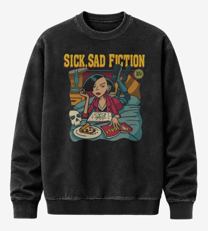 Poleron Polo Acid Wash Negro de Sick Sad Fiction
