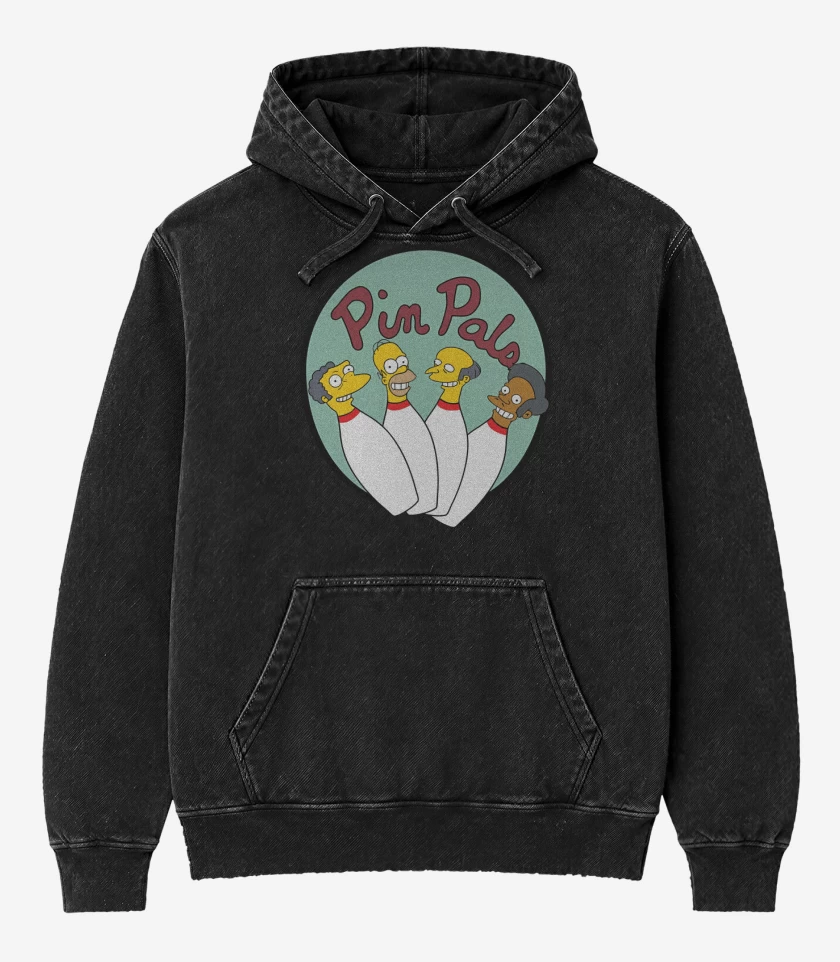 Poleron Canguro Acid Wash Negro de Amigos del Pino