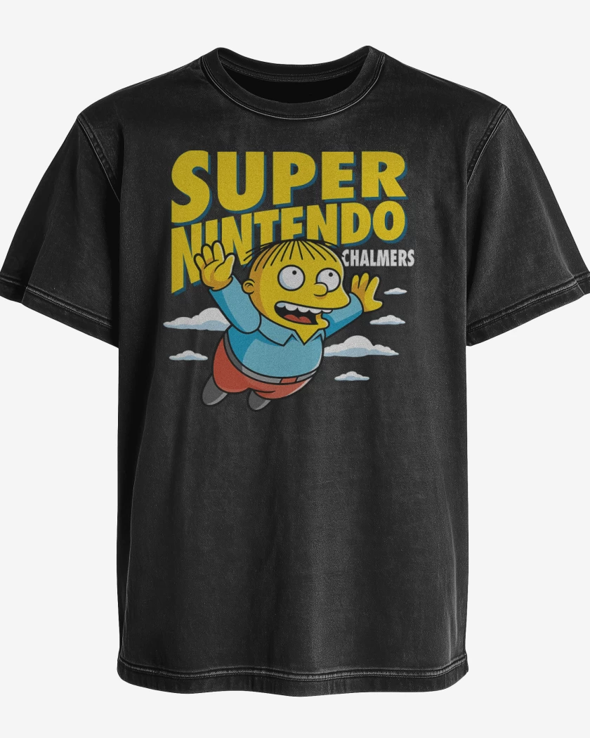 Polera desgastada Negro de Super Nintendo Chalmers