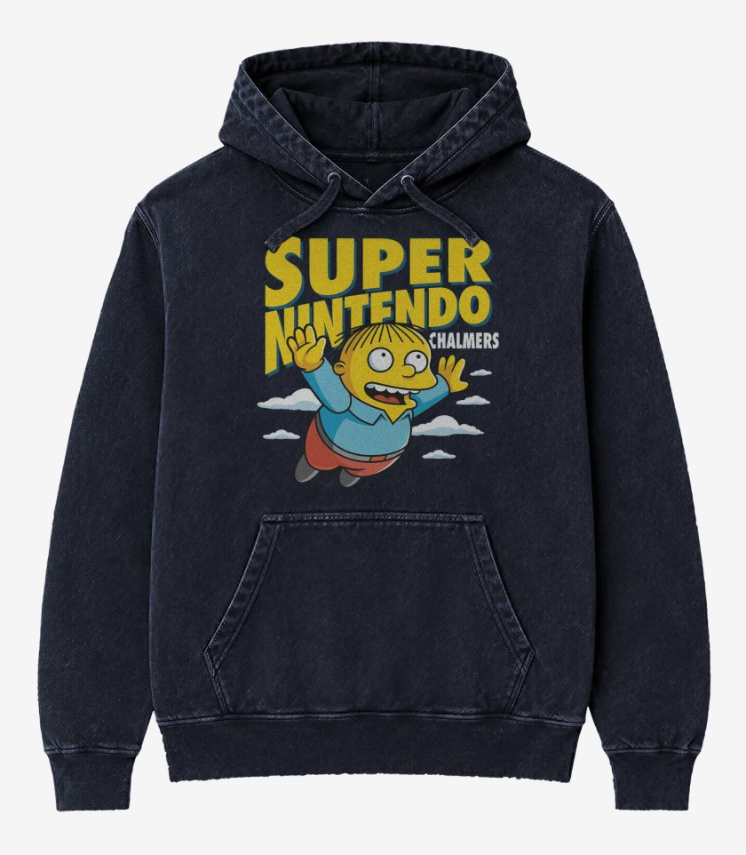 Poleron Canguro Acid Wash Azul Marino de Super Nintendo Chalmers