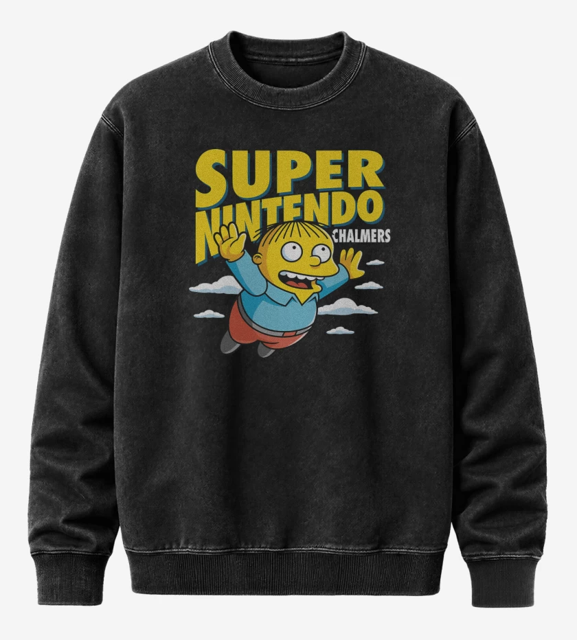 Poleron Polo Acid Wash Negro de Super Nintendo Chalmers