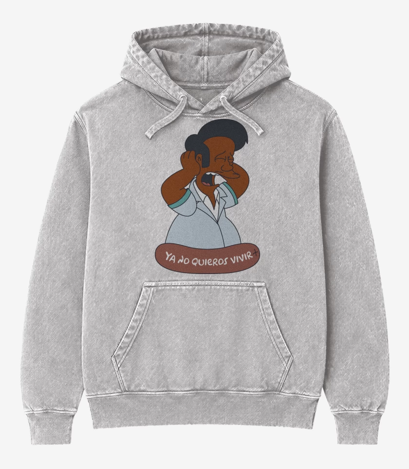 Poleron Canguro Acid Wash Gris Melange de Ya No Quieros Vivir