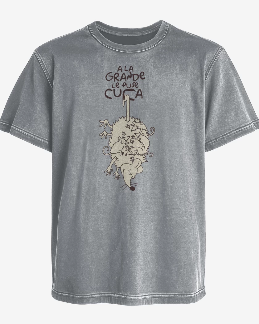 Polera desgastada Gris Melange de Cuca