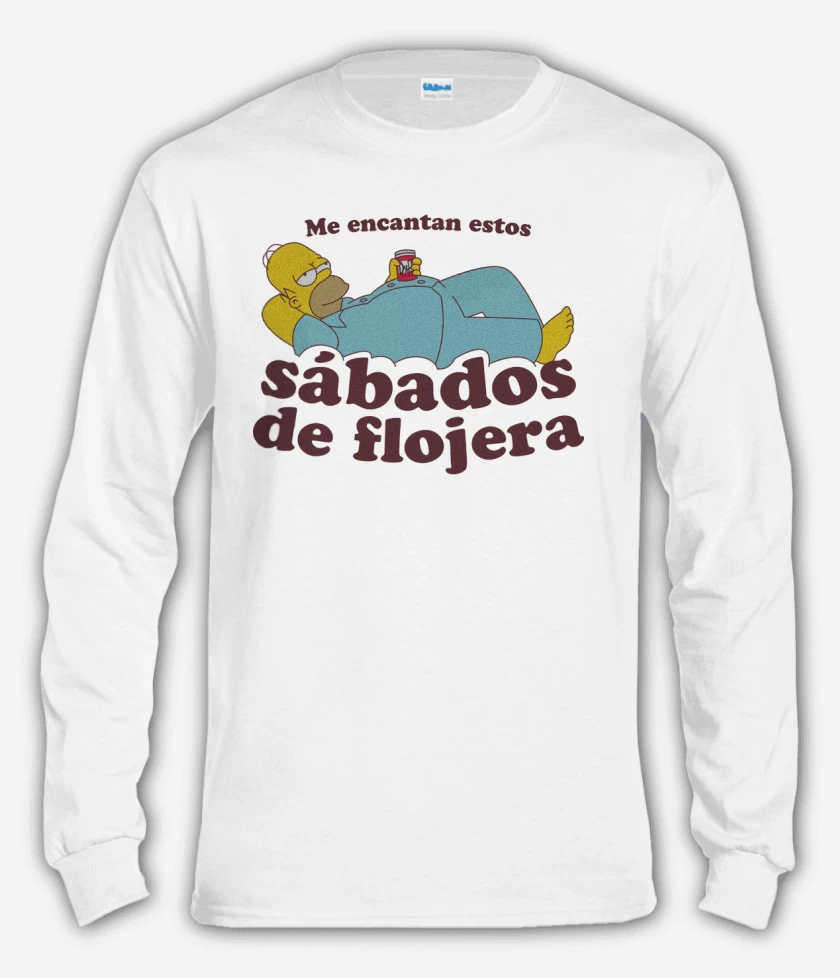 Polera manga larga Blanco de Sábados de Flojera