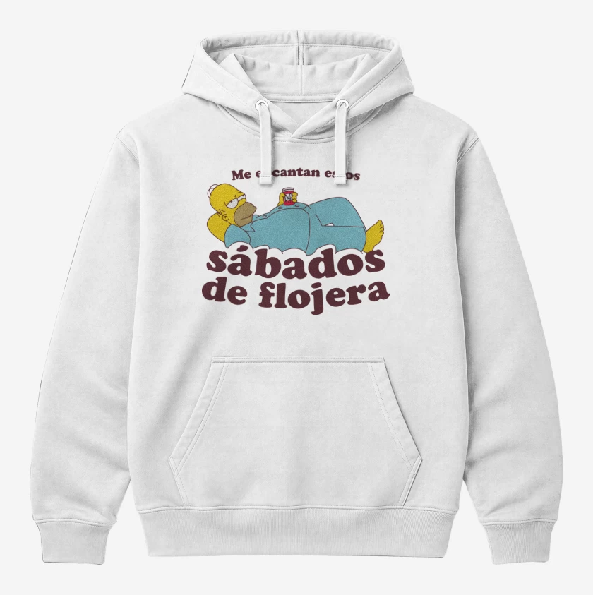 Polerón Canguro Blanco de Sábados de Flojera