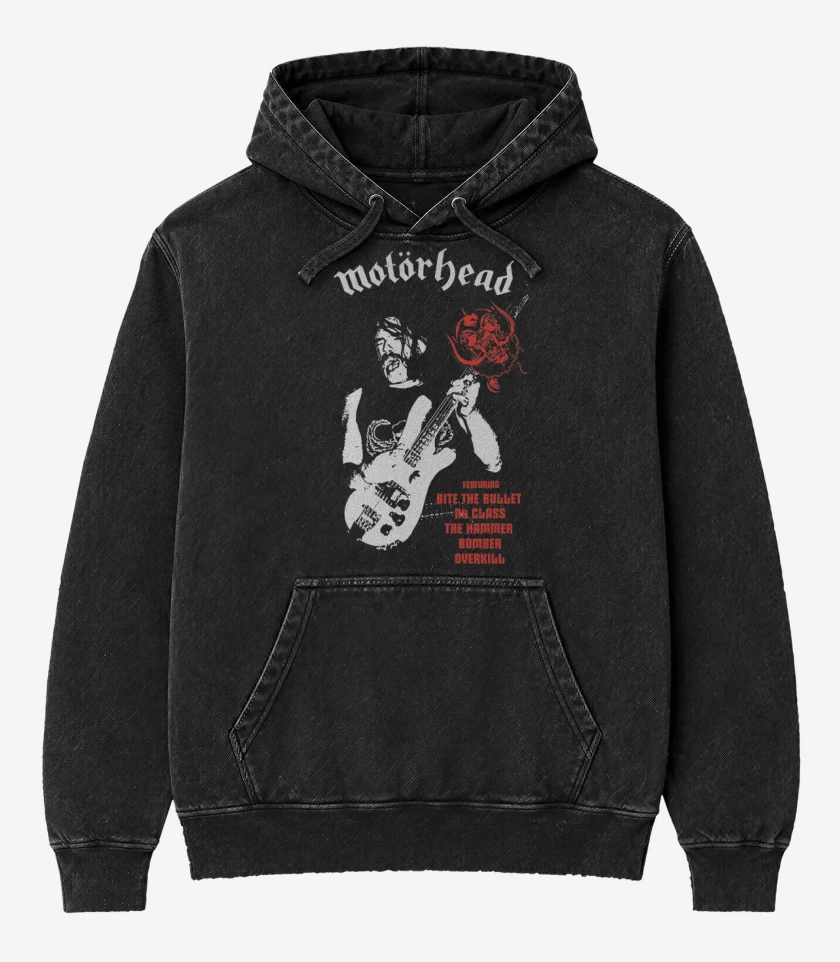 Poleron Canguro Acid Wash Negro de Motorhead lemmy