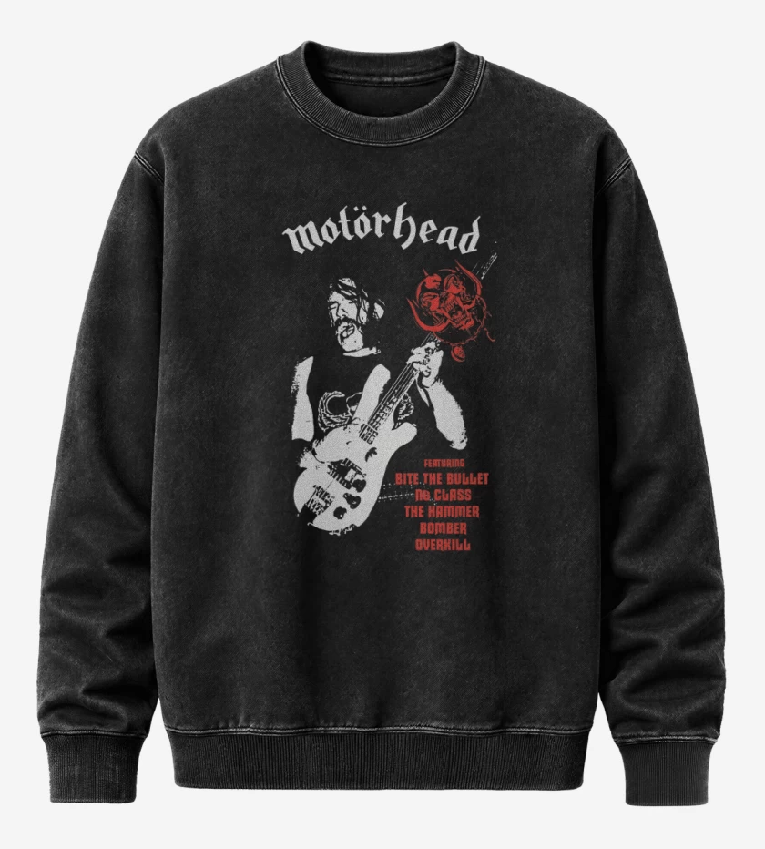Poleron Polo Acid Wash Negro de Motorhead lemmy