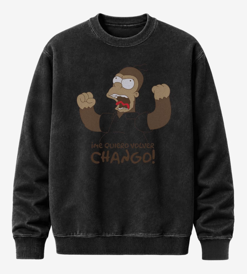 Poleron Polo Acid Wash Negro de Me Quiero Volver Chango