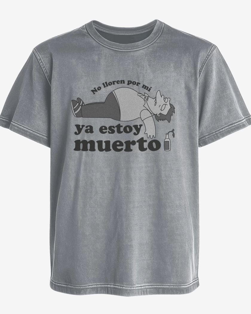 Polera desgastada Gris Melange de Ya Estoy Muerto