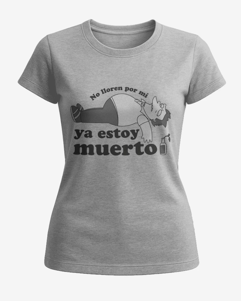 Polera de Mujer Gris Melange de Ya Estoy Muerto