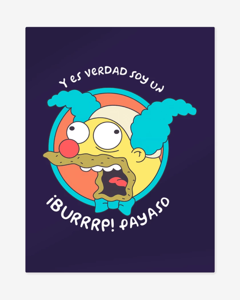 Print metalico Morado de Soy un Payaso