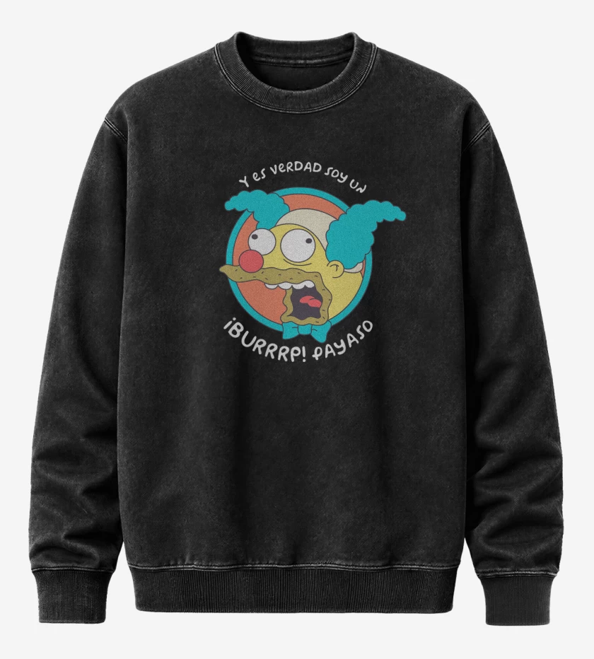 Poleron Polo Acid Wash Negro de Soy un Payaso