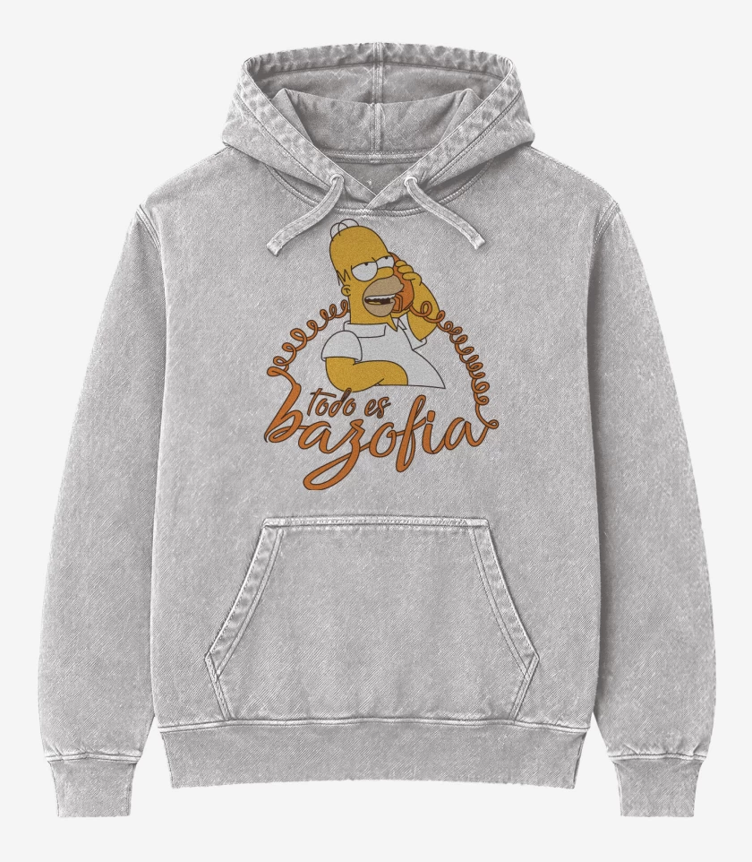 Poleron Canguro Acid Wash Gris Melange de Todo es Bazofia
