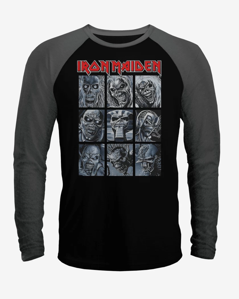 Polera Raglan Negro / Negro Heather de Iron Maiden Eddies