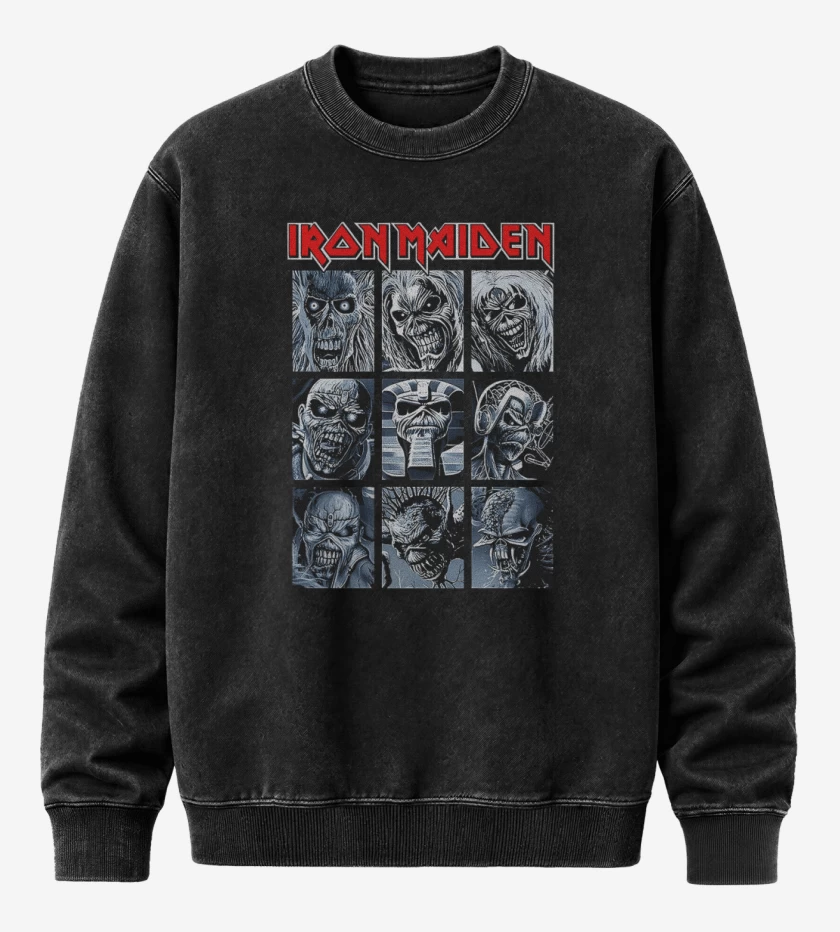 Poleron Polo Acid Wash Negro de Iron Maiden Eddies