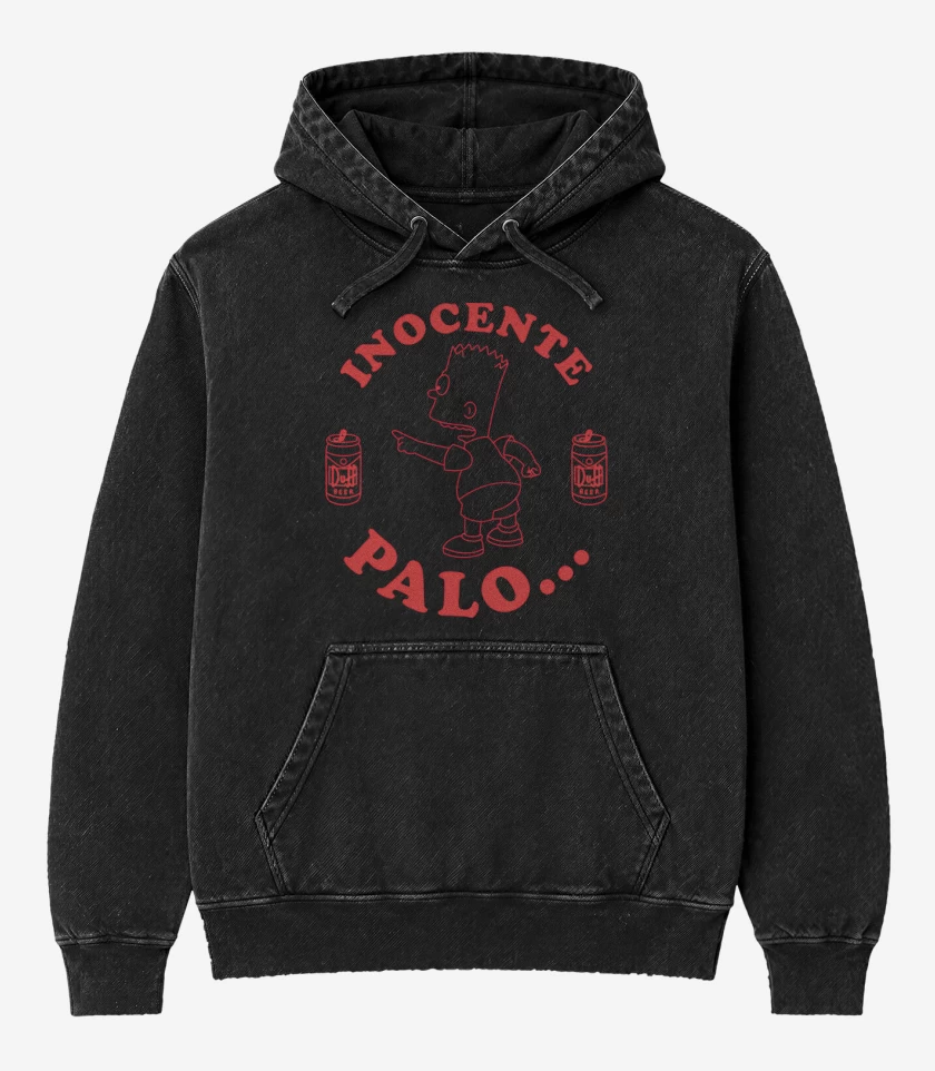 Poleron Canguro Acid Wash Negro de Inocente Palo...