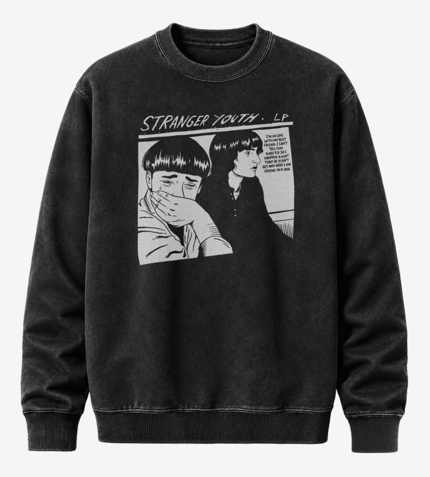 Poleron Polo Acid Wash Negro de Stranger Youth
