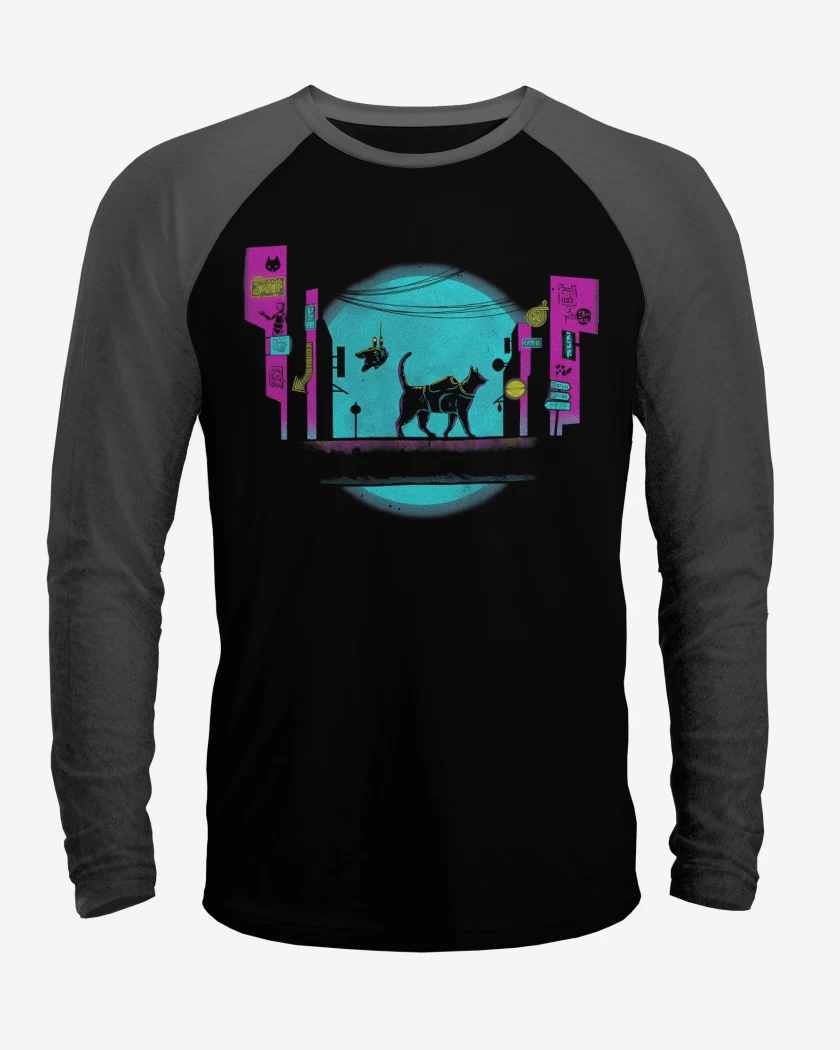 Polera Raglan Negro / Negro Heather de Cyber Cat