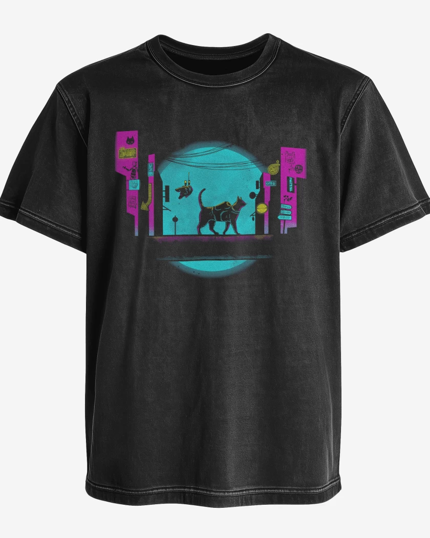 Polera desgastada Cyber Cat