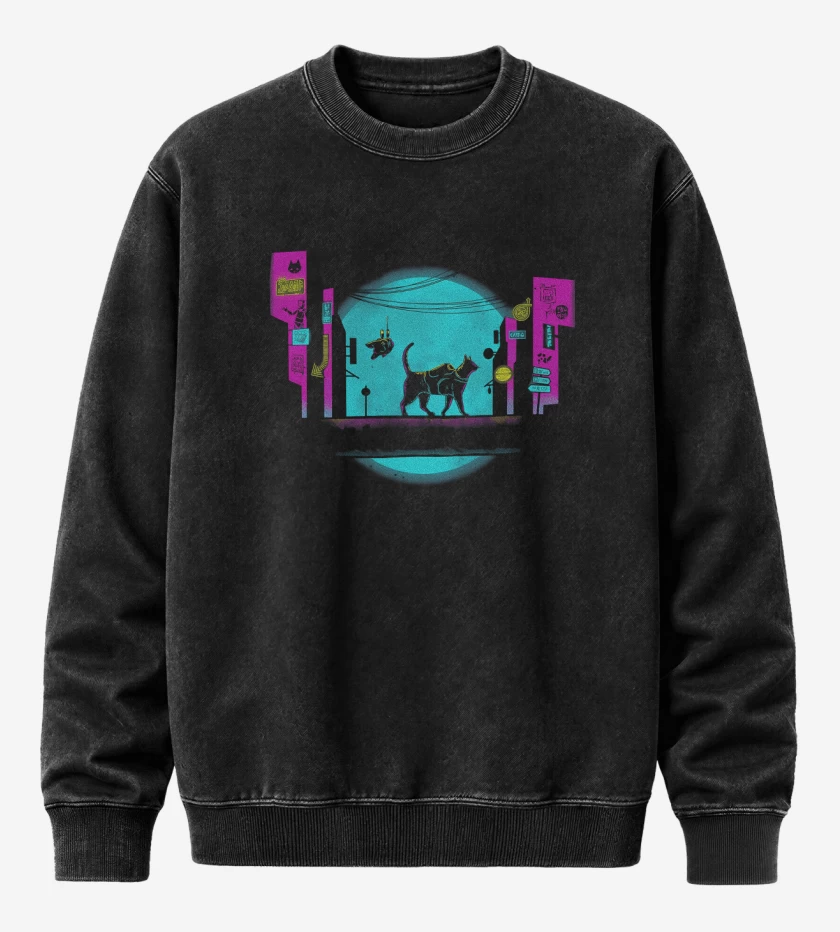 Poleron Polo Acid Wash Negro de Cyber Cat