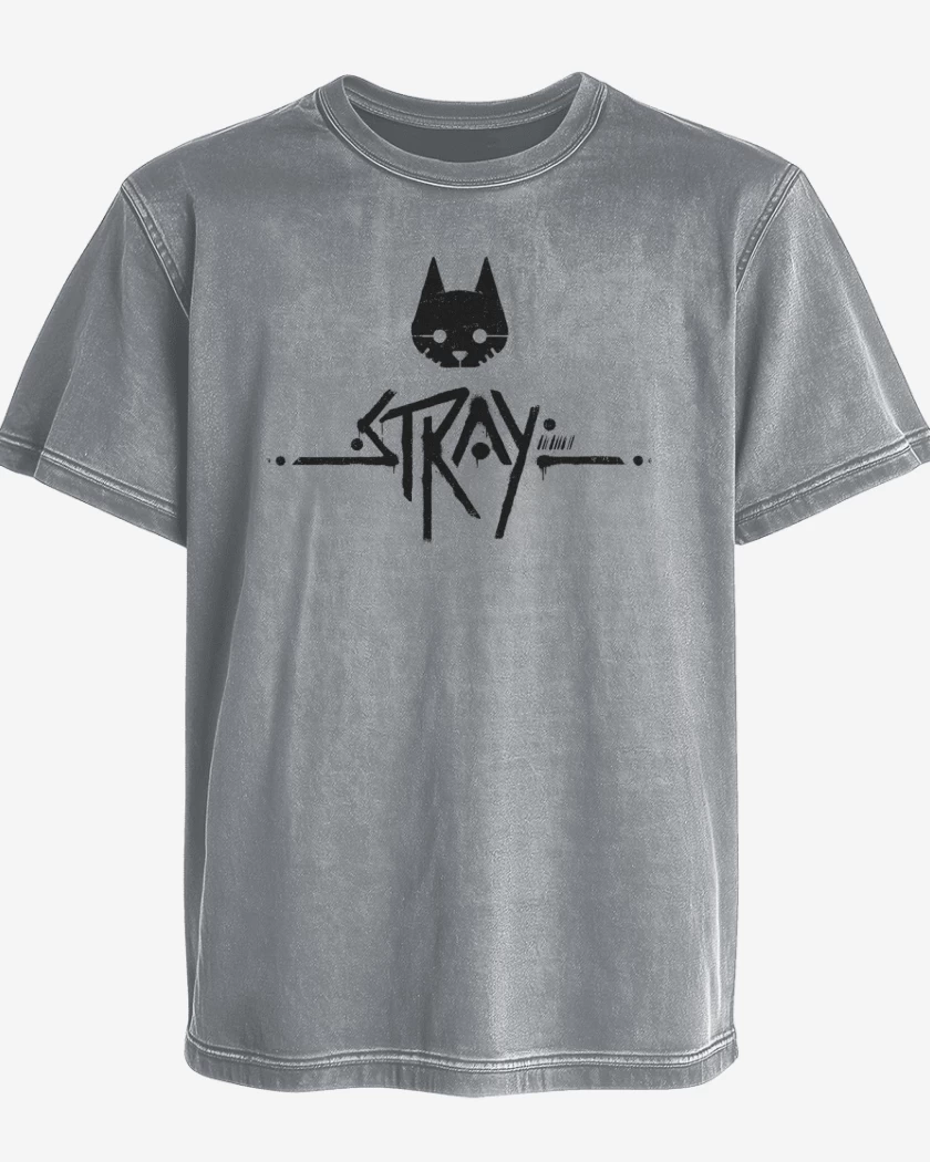 Polera desgastada Gris Melange de Stray Logo B