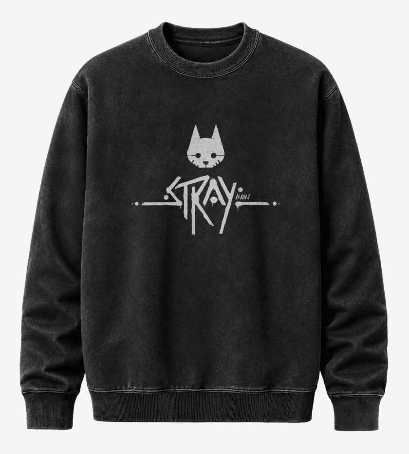 Poleron Polo Acid Wash Negro de Stray Logo W