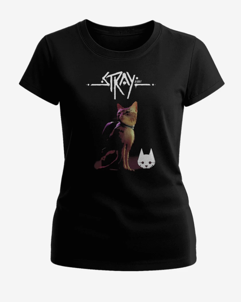 Polera de Mujer Negro de Gatito Stray