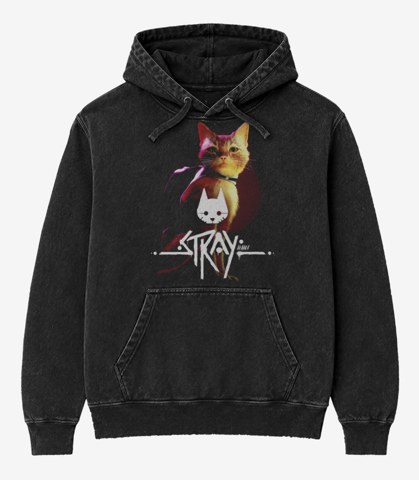 Poleron Canguro Acid Wash Negro de Stray